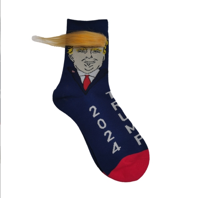 1 Pair Funny Trump Unisex Socks Novelty President 2024 Stylish Trump Hair Socks Trump Merchandise Gift