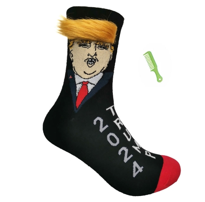 1 Pair Funny Trump Unisex Socks Novelty President 2024 Stylish Trump Hair Socks Trump Merchandise Gift