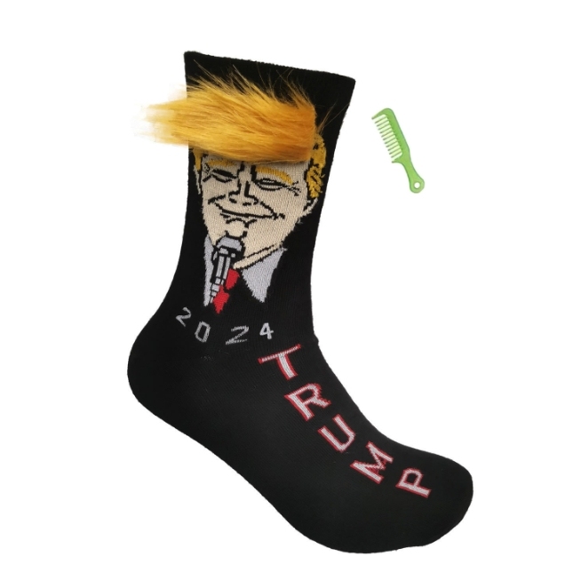1 Pair Funny Trump Unisex Socks Novelty President 2024 Stylish Trump Hair Socks Trump Merchandise Gift