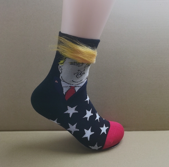 1 Pair Funny Trump Unisex Socks Novelty President 2024 Stylish Trump Hair Socks Trump Merchandise Gift