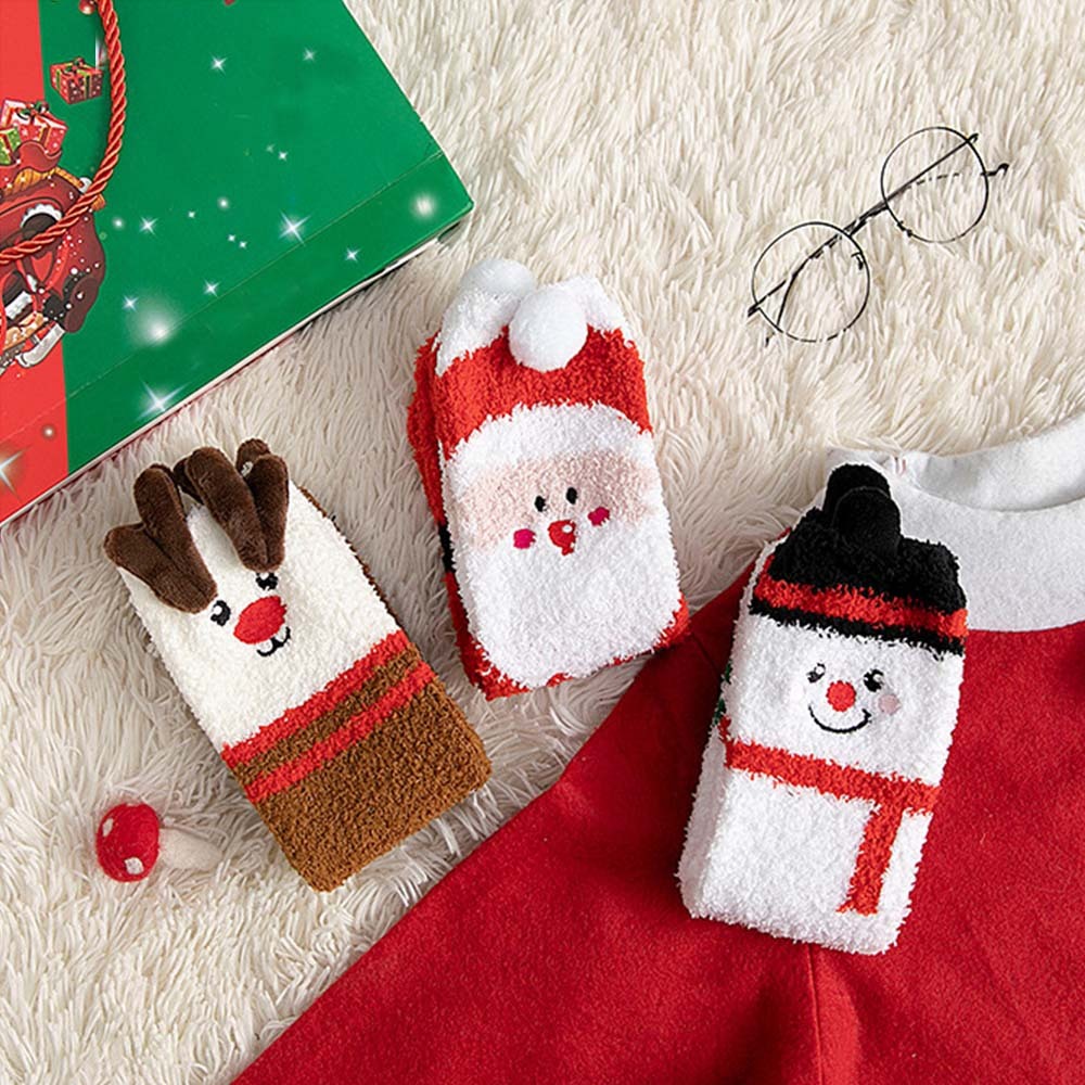 Christmas Socks Plush Coral Fleece Parent-child Christmas Socks Winter Home Floor Socks Christmas Gifts - MyFaceSocks