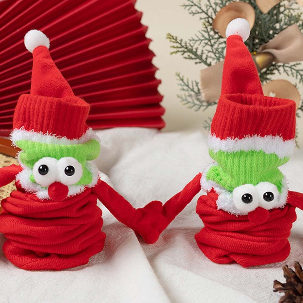 Funny Santa Claus Doll Women's Mid Tube Socks Magnetic Holding Hands Socks Christmas Gifts - MyFaceSocks