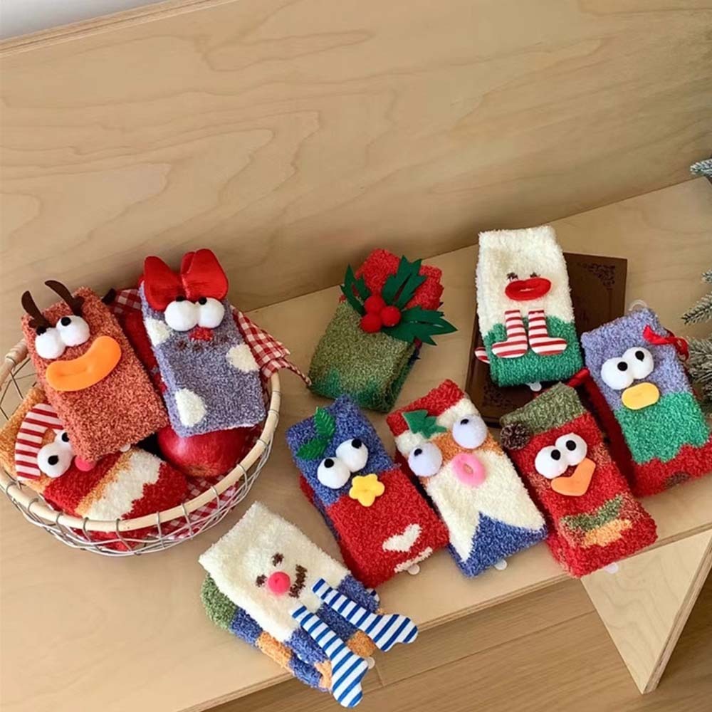 Christmas Socks Women's Plush Coral Fleece Winter Home Floor Socks Christmas Gifts - MyFaceSocks