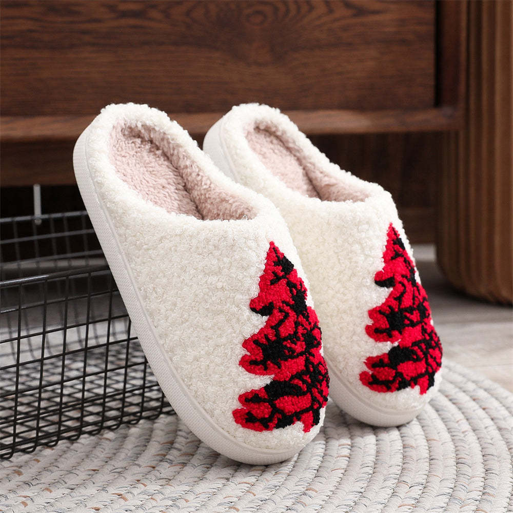 Christmas Slippers Red Christmas Tree Shoes Home Cotton Slippers - MyFaceSocks