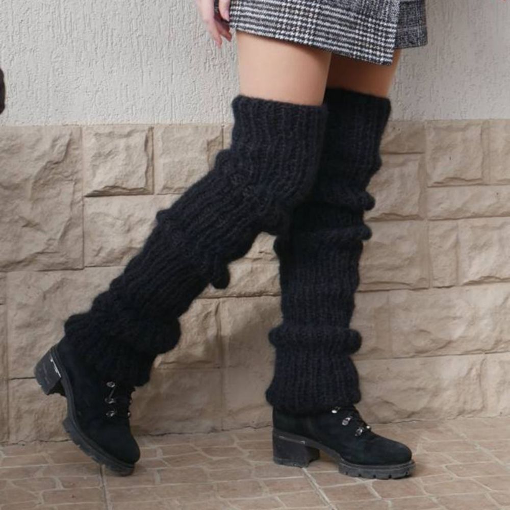 Knitted Over The Knee Socks Women Winter Leg Warmers Long Tube Pile Socks - MyFaceSocks