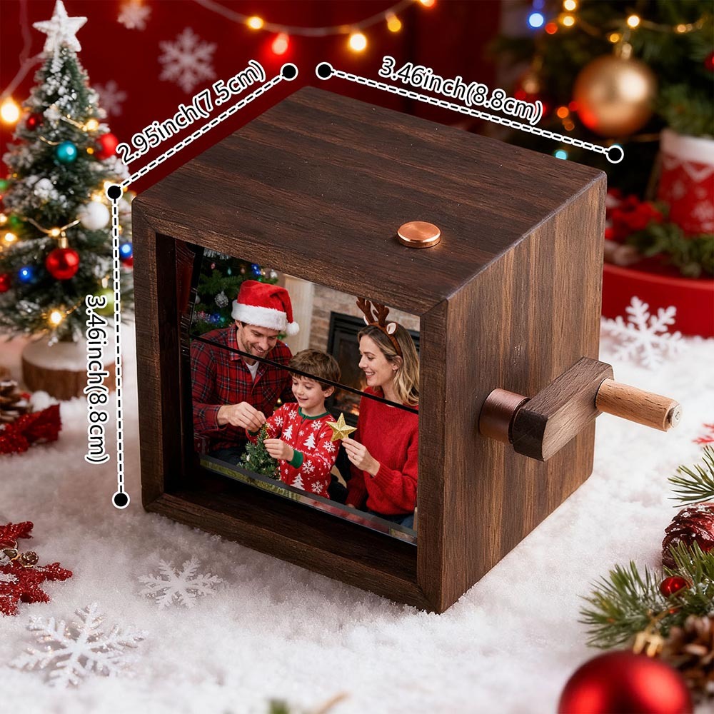 Custom Photo Flipbook Frame Animation Machine Mechanical Hand-cranked Flipbook Box Photo Album with Light Black Walnut Christmas Gifts - MyFaceSocks