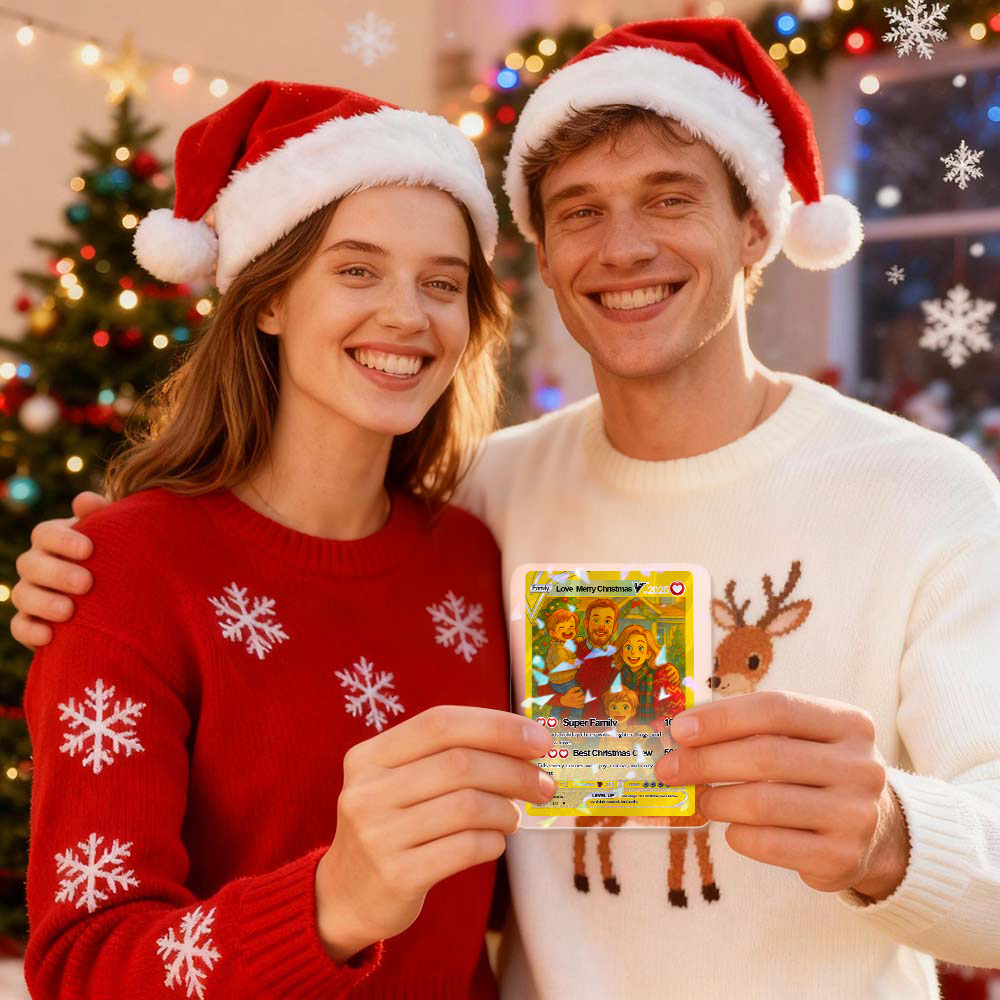 Christmas Gift Custom Poke Card Gift For Family Couple Custom Santa Present Idea - MyFaceSocks