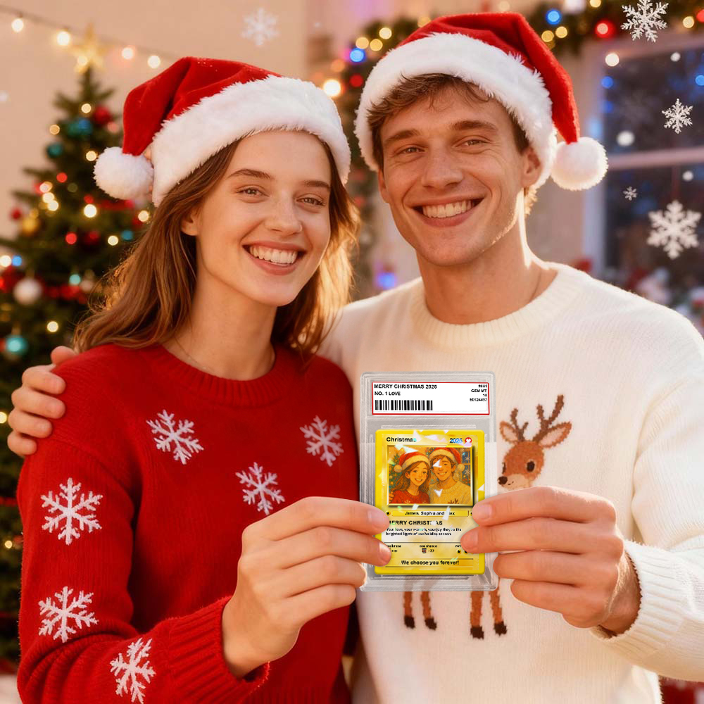 Christmas Gift Custom Poke Card Gift For Family Couple Custom Santa Present Idea - MyFaceSocks