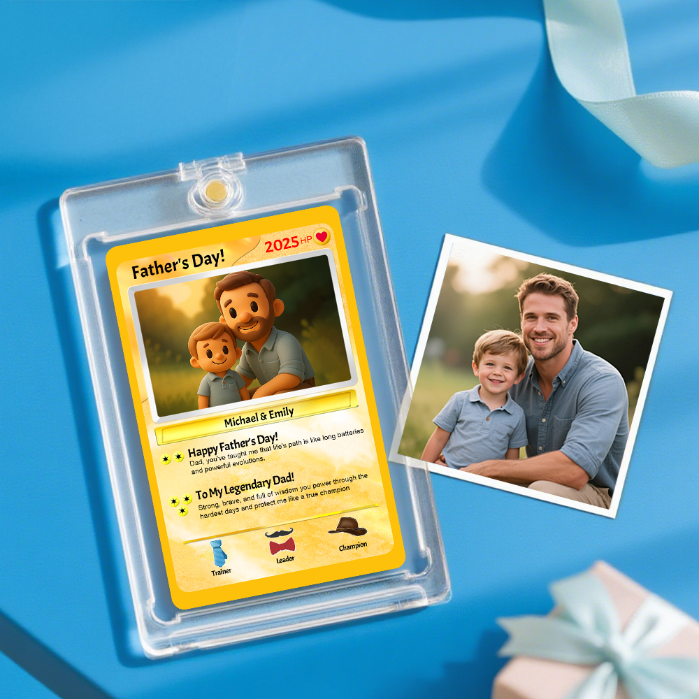 Custom Poke Card Fathers Day Tie Card Custom Text and Photo Poke Card Gift For Dad Poke Present - MyFaceSocks