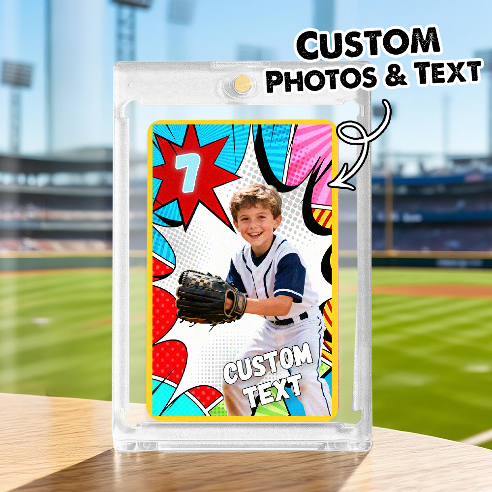 Custom Sport Photo Card  Personalized Athlete Portrait Card with Name Kids Sports Themed Trainer Card Gift - MyFaceSocks