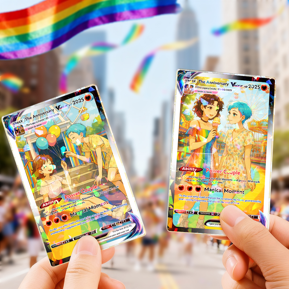 LGBT Couple Custom Trading Card Cartoon Art Style Collectible Personalized Christmas Gift for Him or Her