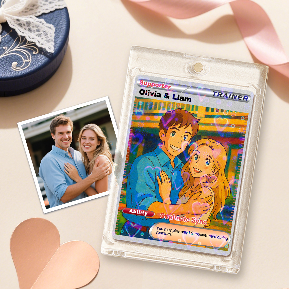 Custom Valentine Couple Card Personalized Cartoon Acrylic Card Gift