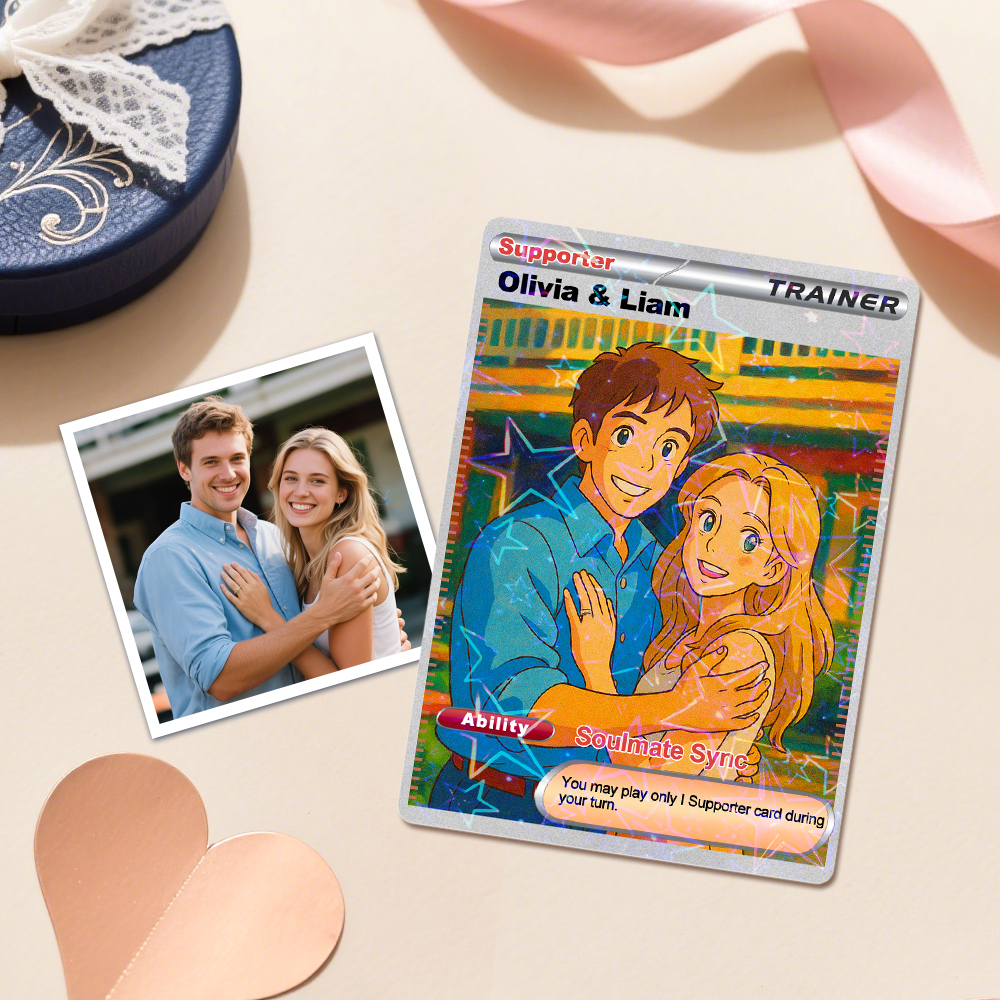 Custom Valentine Couple Card Personalized Cartoon Acrylic Card Gift