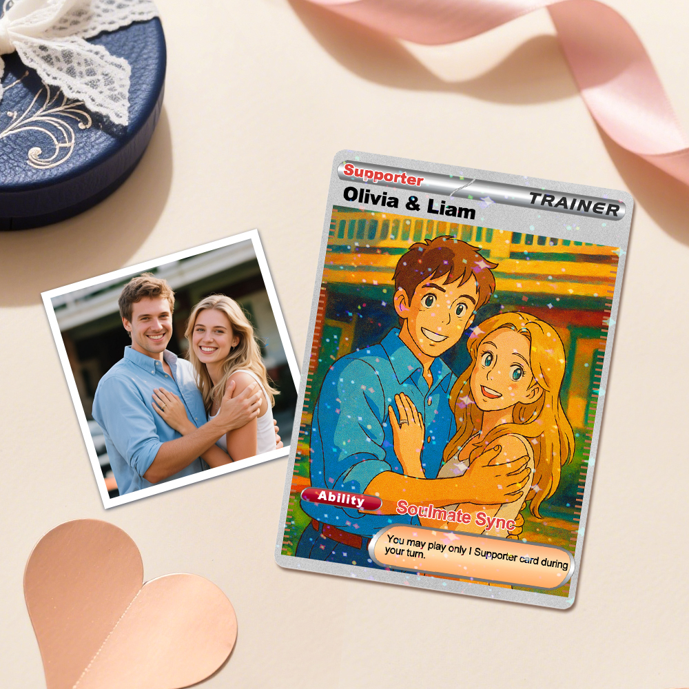 Custom Valentine Couple Card Personalized Cartoon Acrylic Card Gift