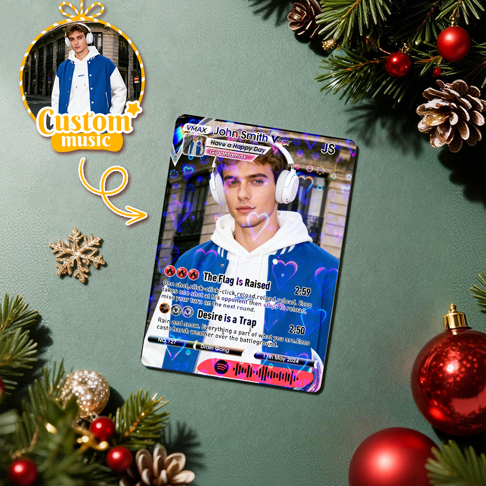 Personalized Photo Trading Card Custom Music Red Audio Track Code Card Valentine Christmas Card Photo Gift With Optional Film Styles Card