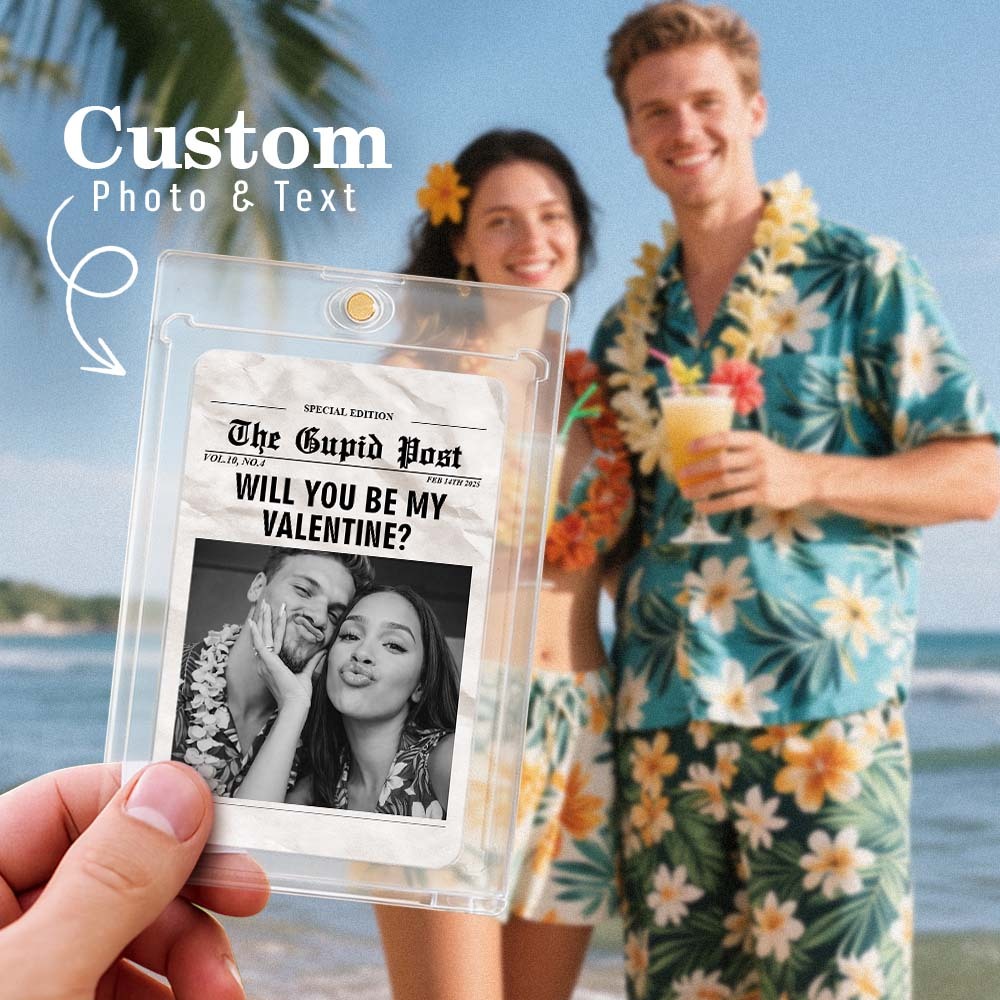 Custom Couple Card Romantic Valentine Gift for Couple Unique Collectible Keepsake Will You Be My Valentine Newspaper Template - MyFaceSocks