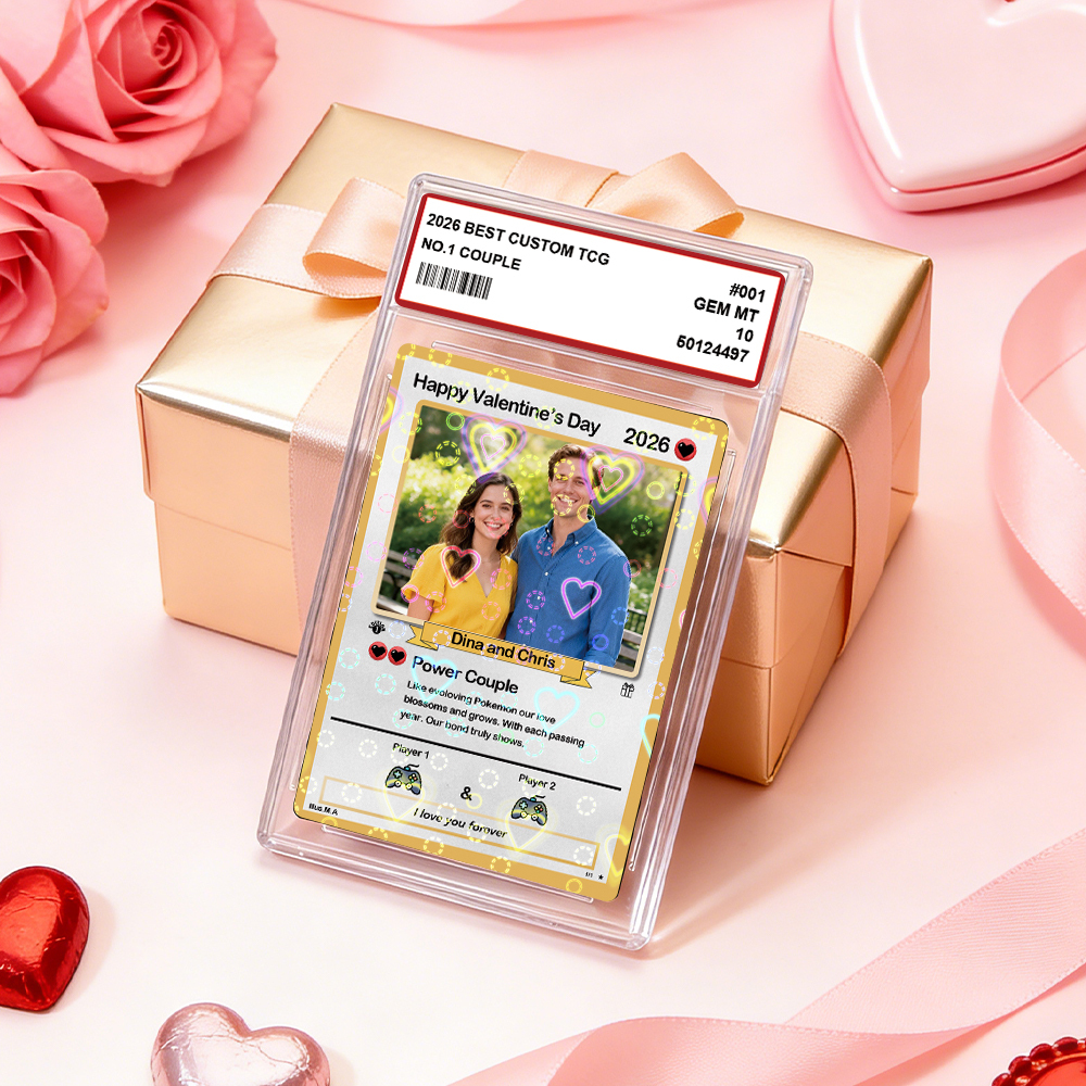 Personalized Valentine’s Day Power Couple Card, Custom Anniversary Card Couple Photo Anime Style, Best Valentine's Day Gift for Lover - MyFaceSocks