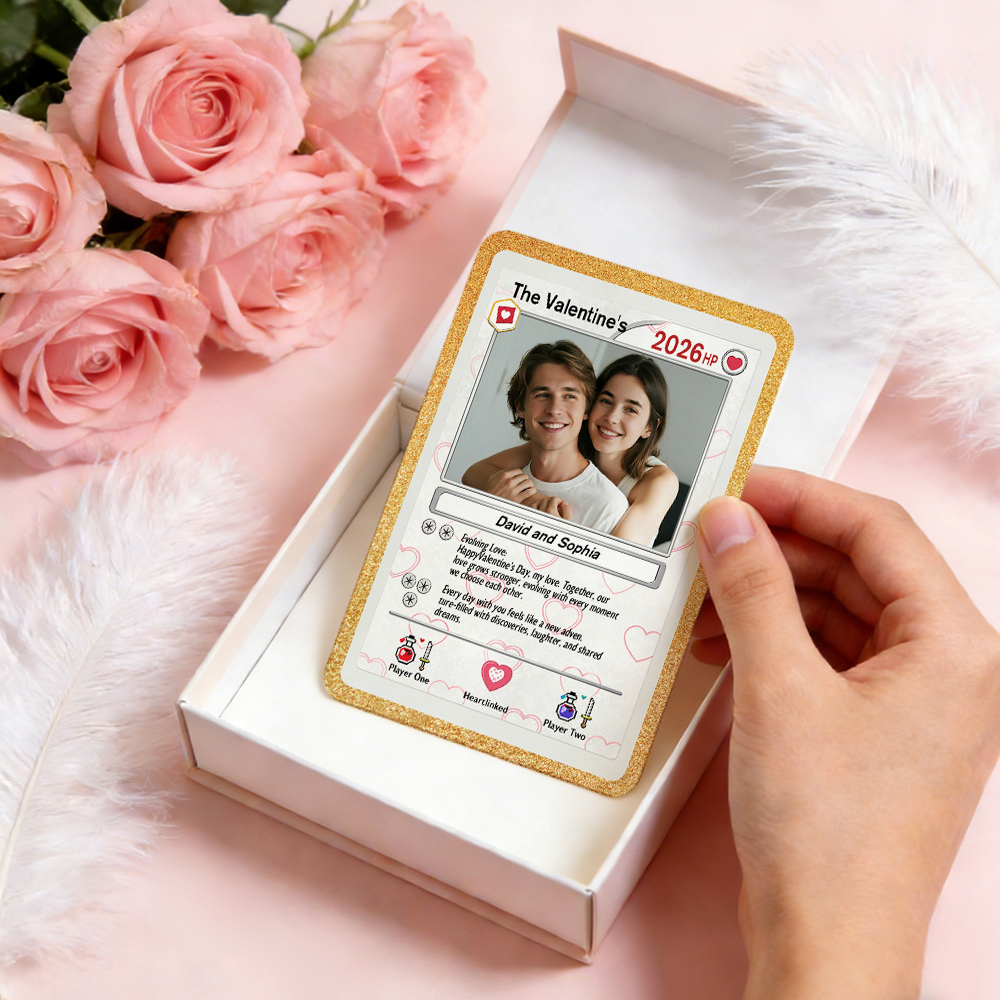 Personalized Valentine’s Day Power Couple Card, Custom Anniversary Card Couple Photo Anime Style, Best Valentine's Day Gift for Lover - MyFaceSocks