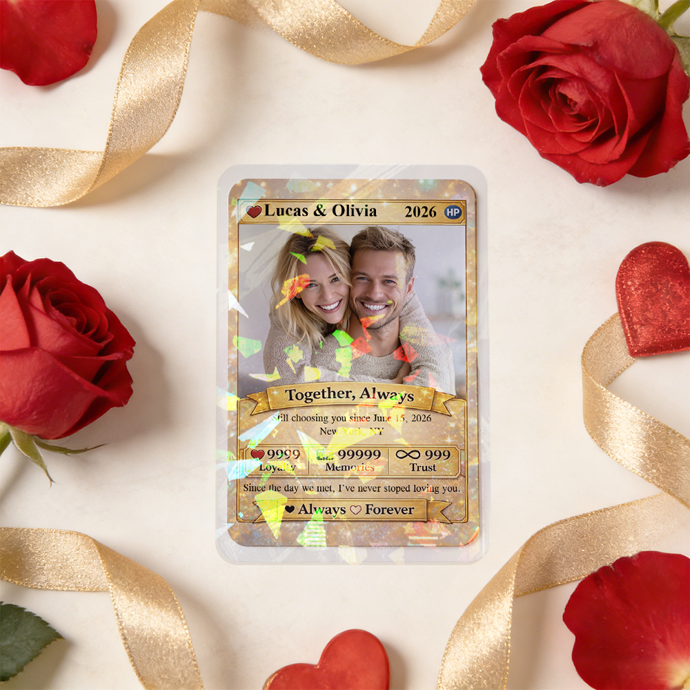 Personalized Valentine’s Day Power Couple Card, Custom Anniversary Card Couple Photo Anime Style, Best Valentine's Day Gift for Lover - MyFaceSocks