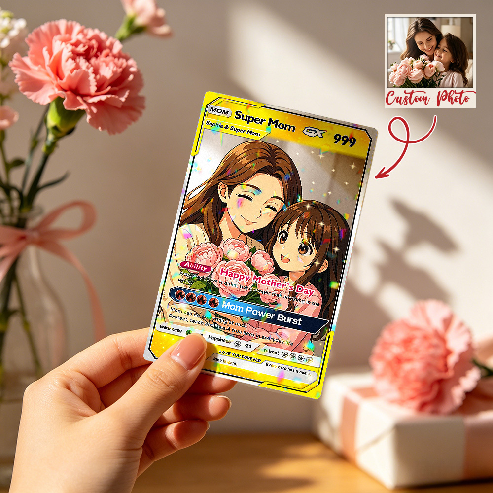 Mother’s Day Personalized Pokem Card - Custom Poke Card for Mom - Customizable Gift from Husband Daughter, Son | Ghibli - Anime Style Trading Card