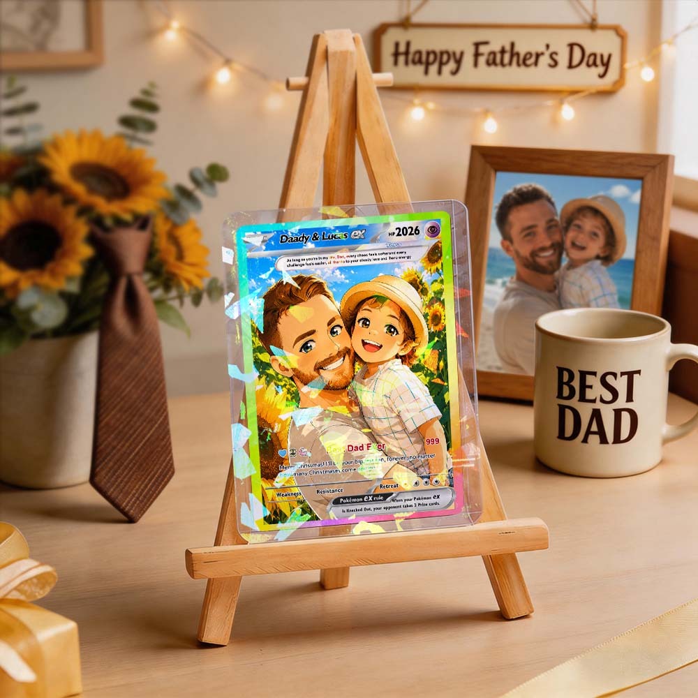 Best Dad Ever Poke Card, Custom Poke Card  Anime-Inspired Personalized Poke Card for Dad - Perfect Gift for Dad Happy Fathers Day Gift - MyFaceSocks