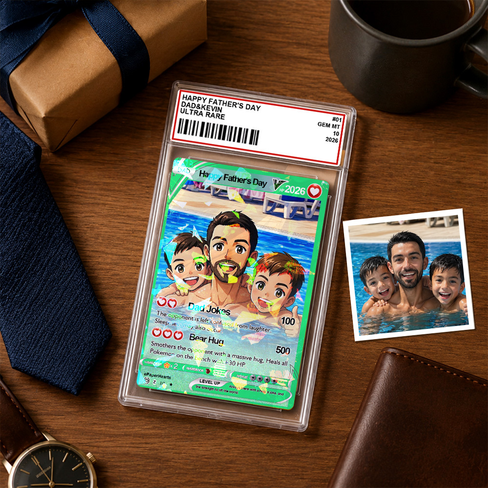 Personalized Photo Anime Card For Father's Day - MyFaceSocks