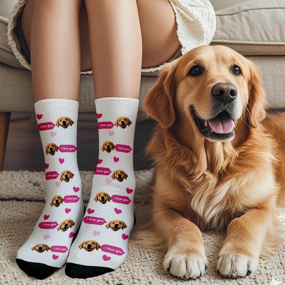 Custom Face Socks Multi-face Breathable Add Pictures Colorful Photo Socks I Love You Socks Gift