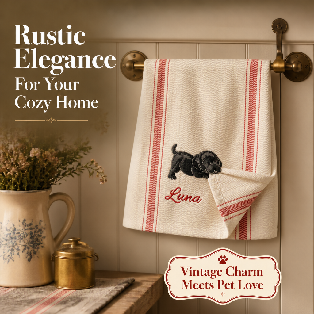Custom Puppy Hand Towel – Personalized Dog Face Towel, Cute Pet-Themed Bathroom & Kitchen Towel, Gift for Dog Lovers