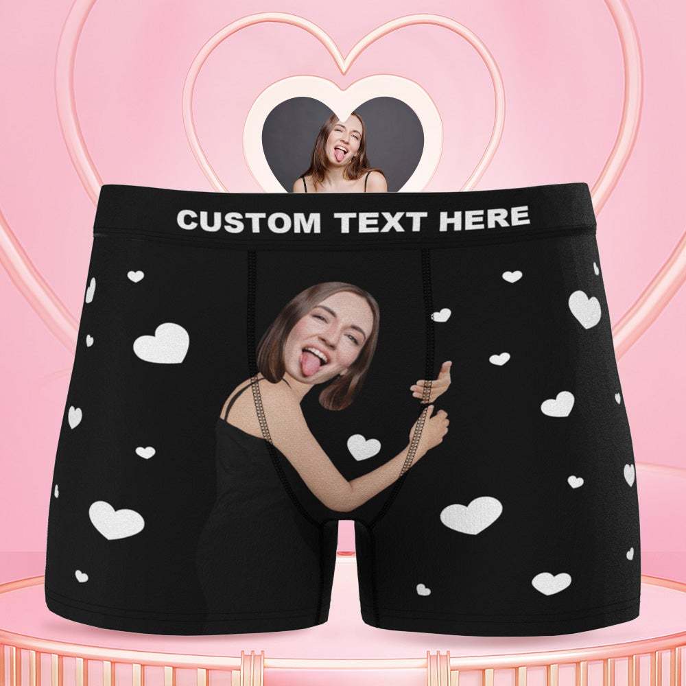 Men's Custom Face Boxers Hug My Dear with Heart 3D Online Preview