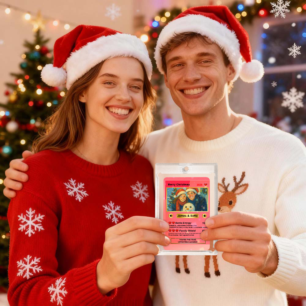 Christmas Gift Custom Poke Card Gift For Family Couple Custom Santa Present Idea - MyFaceSocks