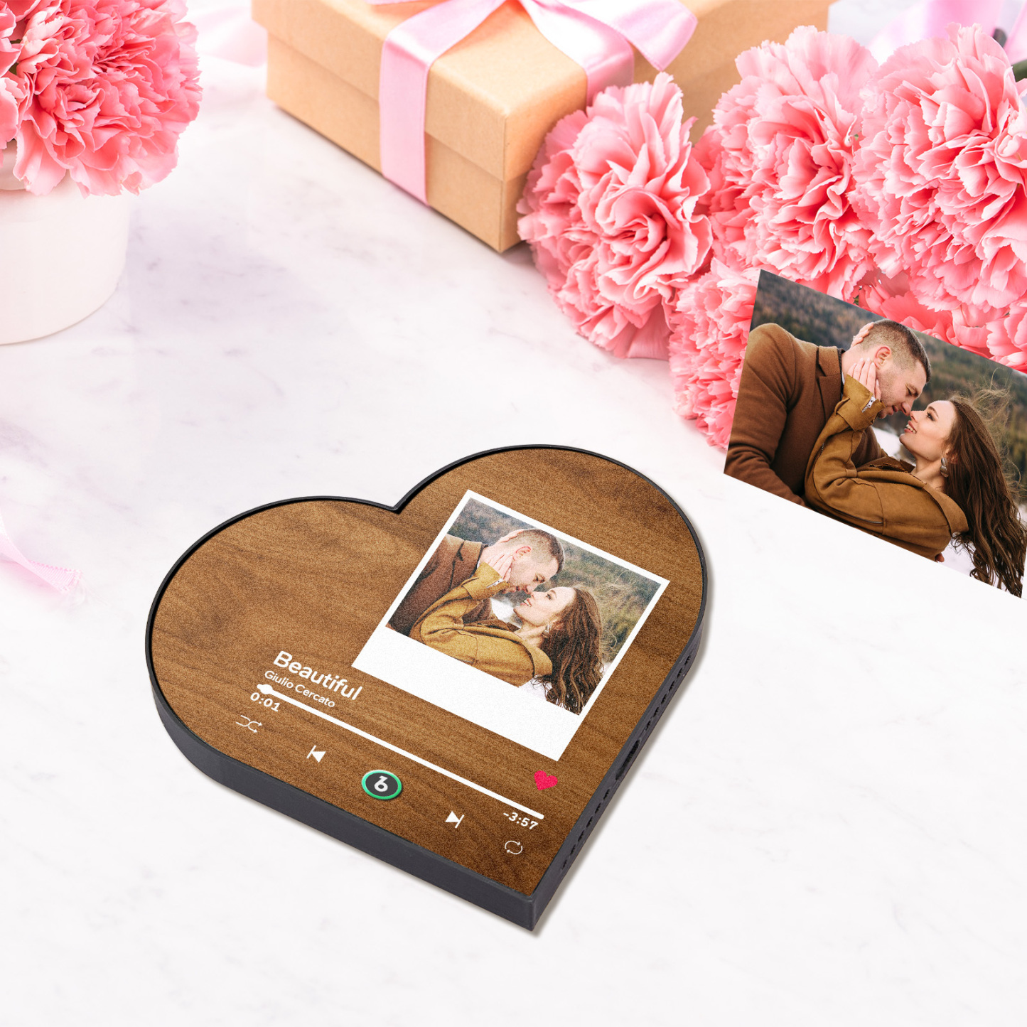 Personalized Heart Frame Music Fridge Magnet Romantic Love Custom Music Magnets Can Play Songs Gifts for Couples - MyFaceSocks