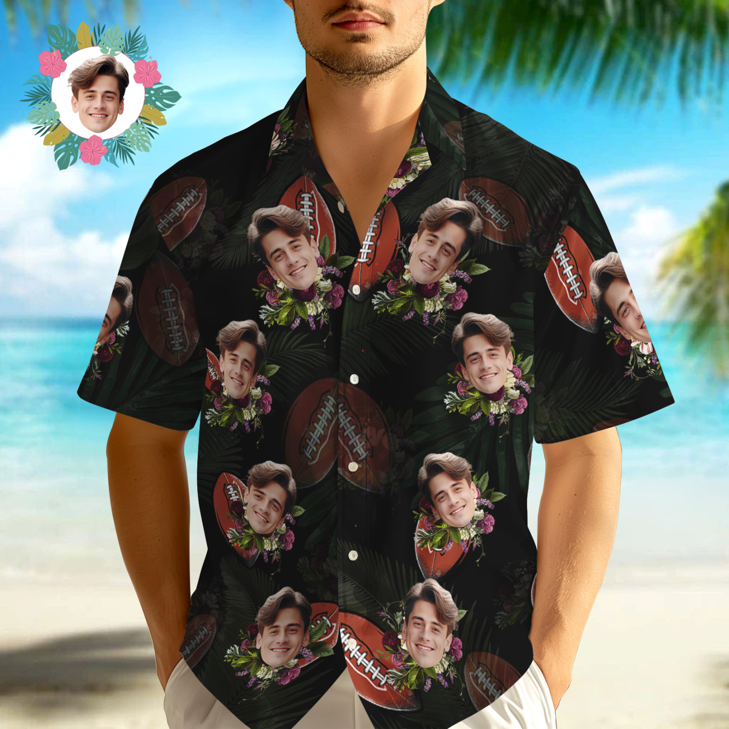 Custom Tractor Men Hawaiian Shirts Vintage Element Face Hawaiian Shirt For Men Aloha Shirt Gift - MyFaceSocks