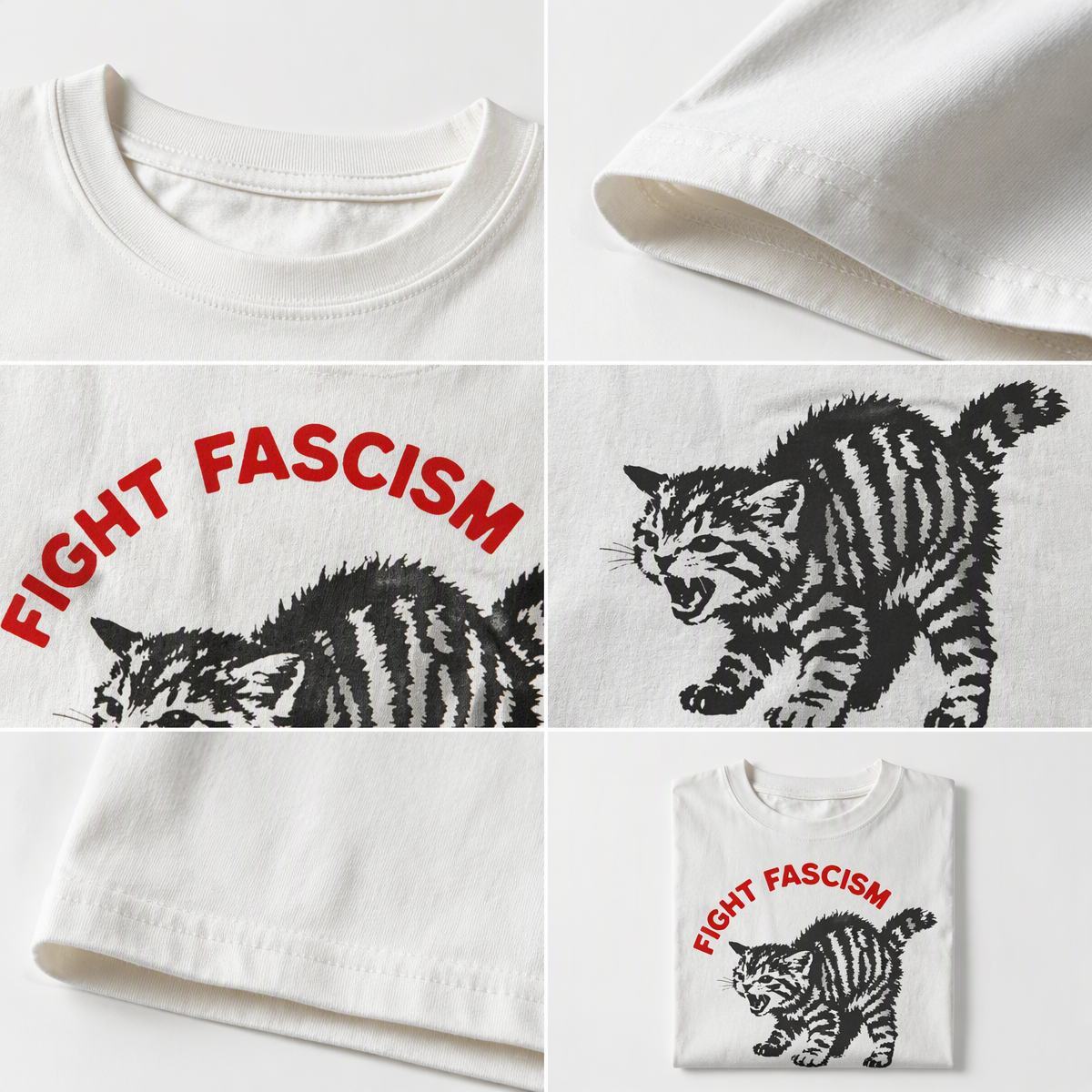 Fight Fascism Tabby Cat T-Shirt – Bold Statement Tee for Activists & Gift Givers This Holiday - MyFaceSocks