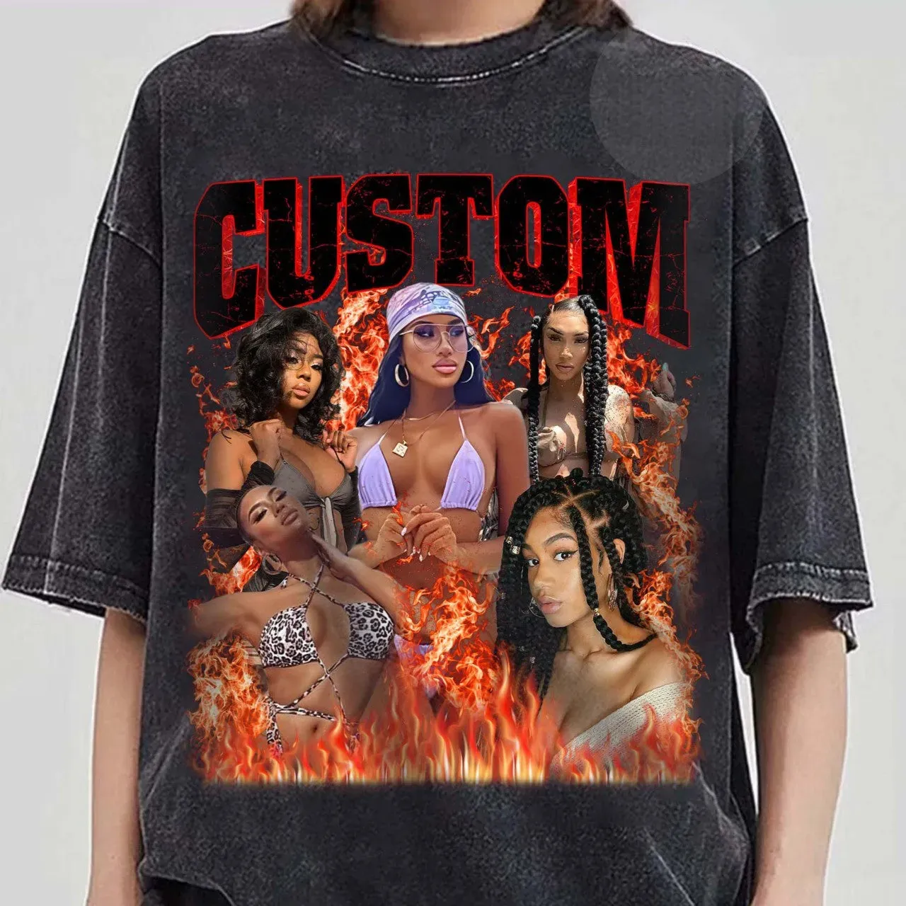 Custom Bootleg Rap T shirt, Personalized Girlfriend Picture Shirt, Rock Style Vintage Custom T-shirt