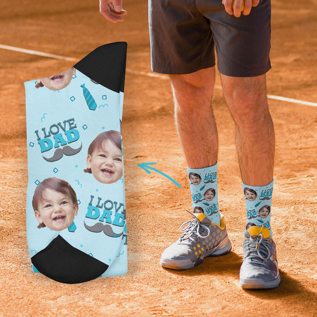 Custom Socks -  I Love Dad (papa)