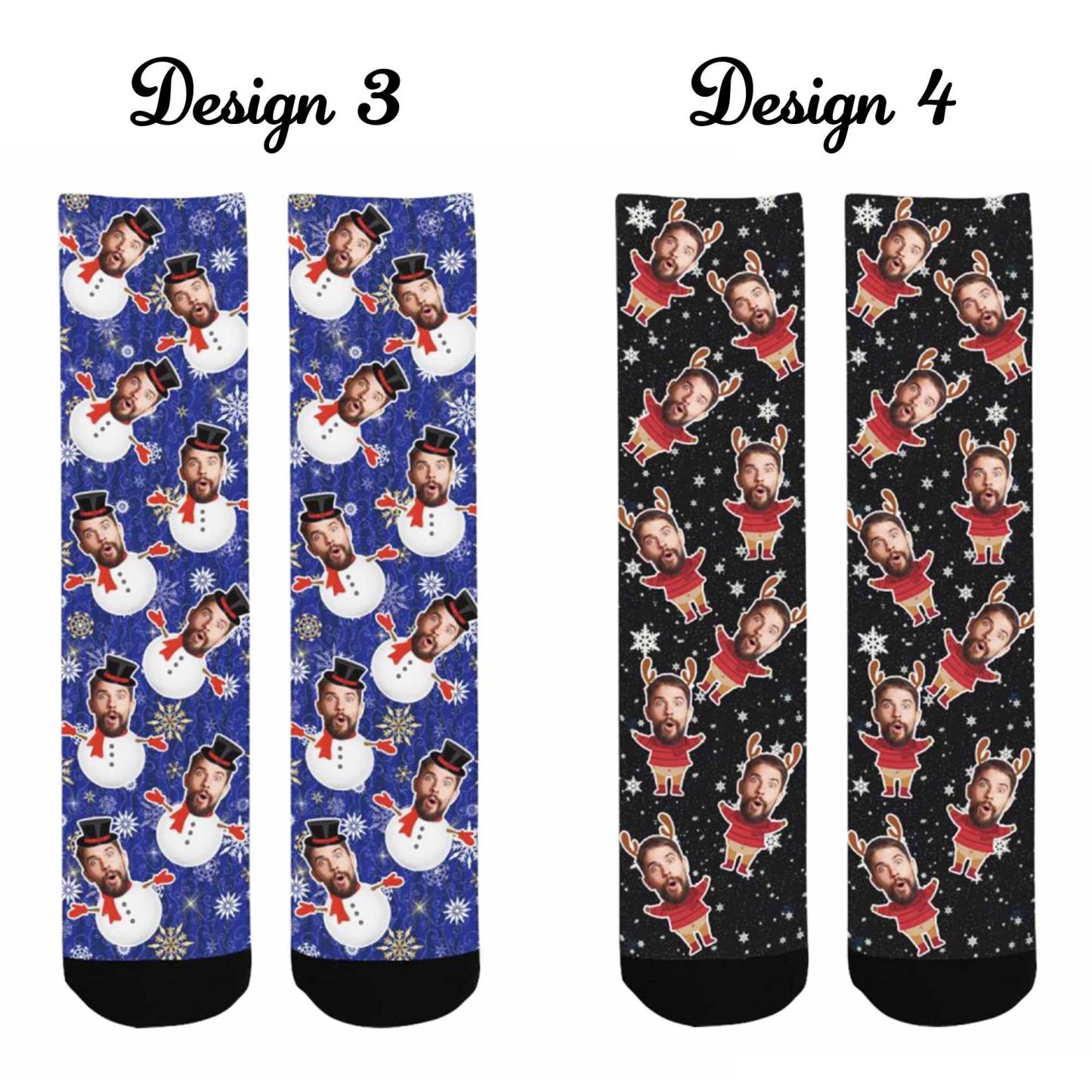 Custom Christmas Socks for Men and Women – Personalized Santa Face Socks Gift for Family, Friends & Holiday Parties - MyFaceSocks
