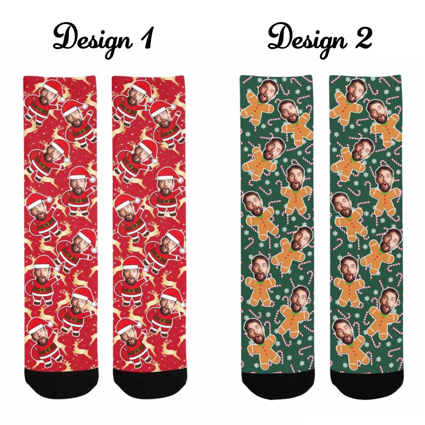 Custom Christmas Socks for Men and Women – Personalized Santa Face Socks Gift for Family, Friends & Holiday Parties - MyFaceSocks