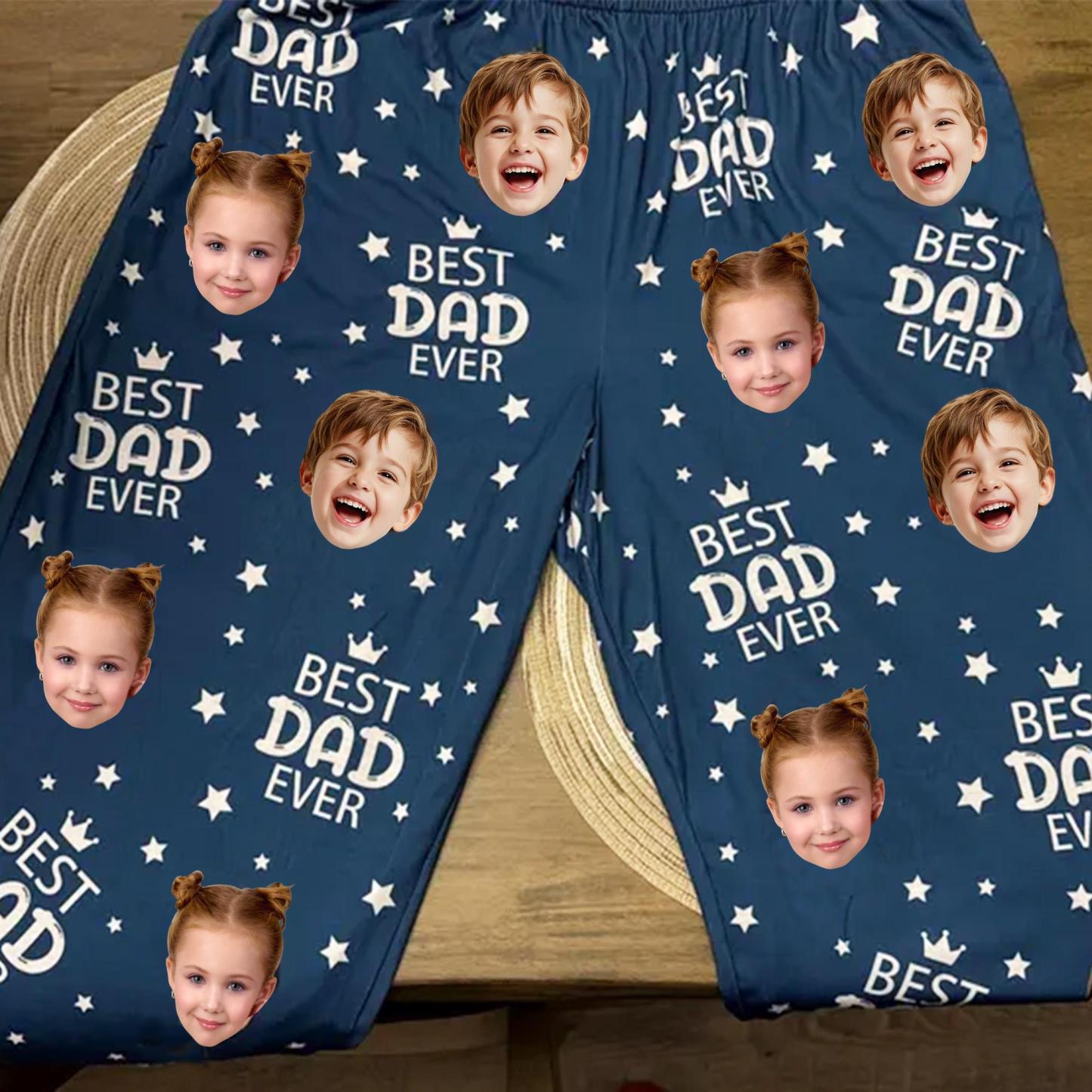 Custom Face Pajama Pants, Photo Gift for Dad Mom Grandparents, BESTDADEVER Pants Shorts