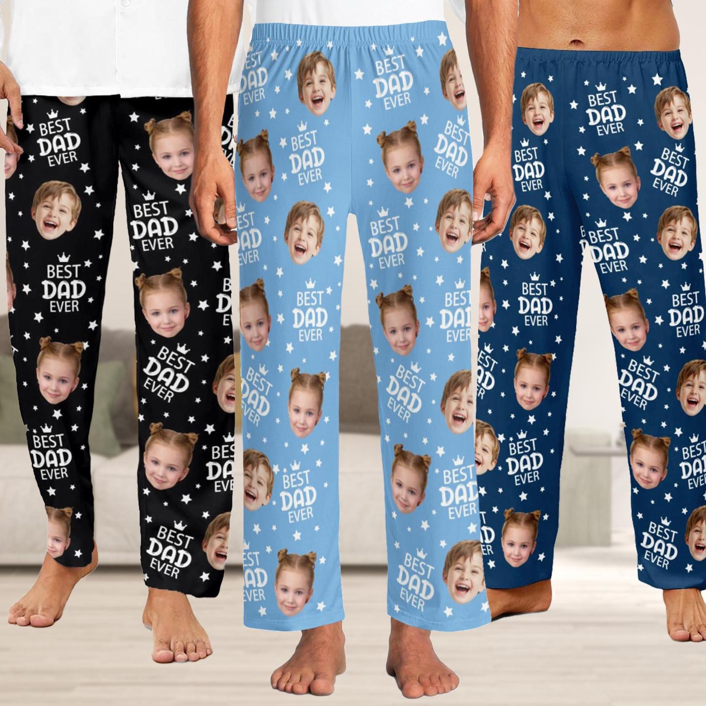 Custom Face Pajama Pants, Photo Gift for Dad Mom Grandparents, BESTDADEVER Pants Shorts