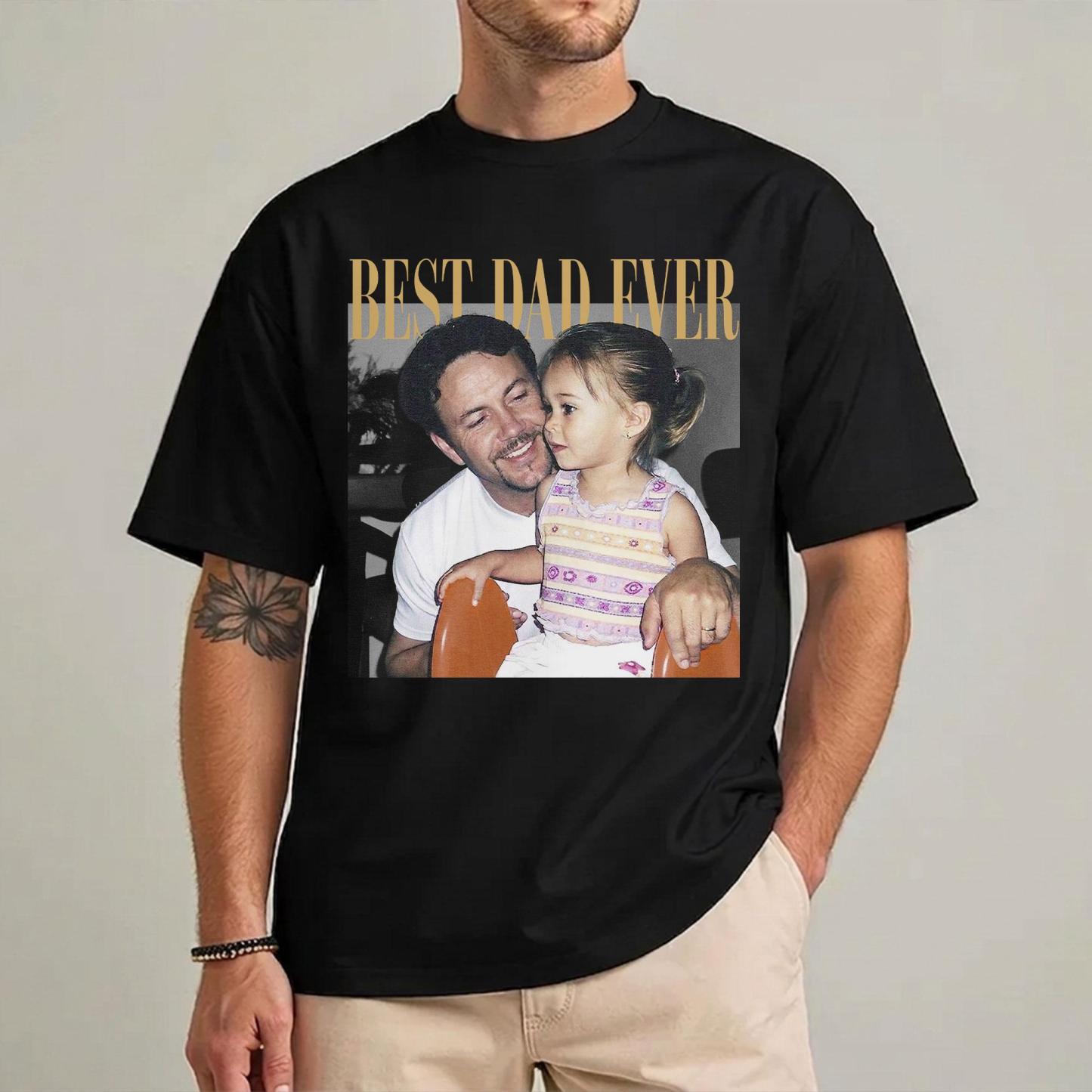 Personalised Photo Dad Comfort Colors Shirt, Daddy Picture TShirt, Grandpa Gift, Custom Portrait Papa Tee Family Gift