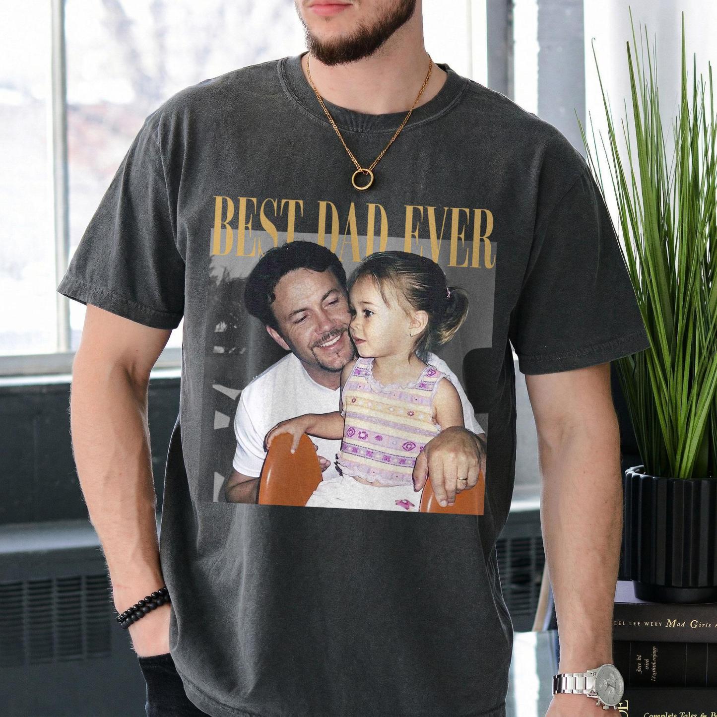 Personalised Photo Dad Comfort Colors Shirt, Daddy Picture TShirt, Grandpa Gift, Custom Portrait Papa Tee Family Gift