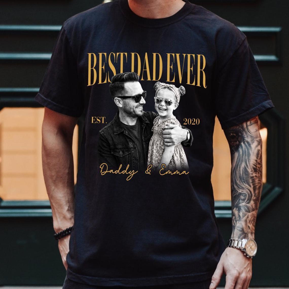 Personalized Dad Vintage Photo Shirt, Custom Fathers Day Shirt With Kids Photo, Best Dad Ever Shirt, New Dad Gift, Fathers Day Gift for Dad