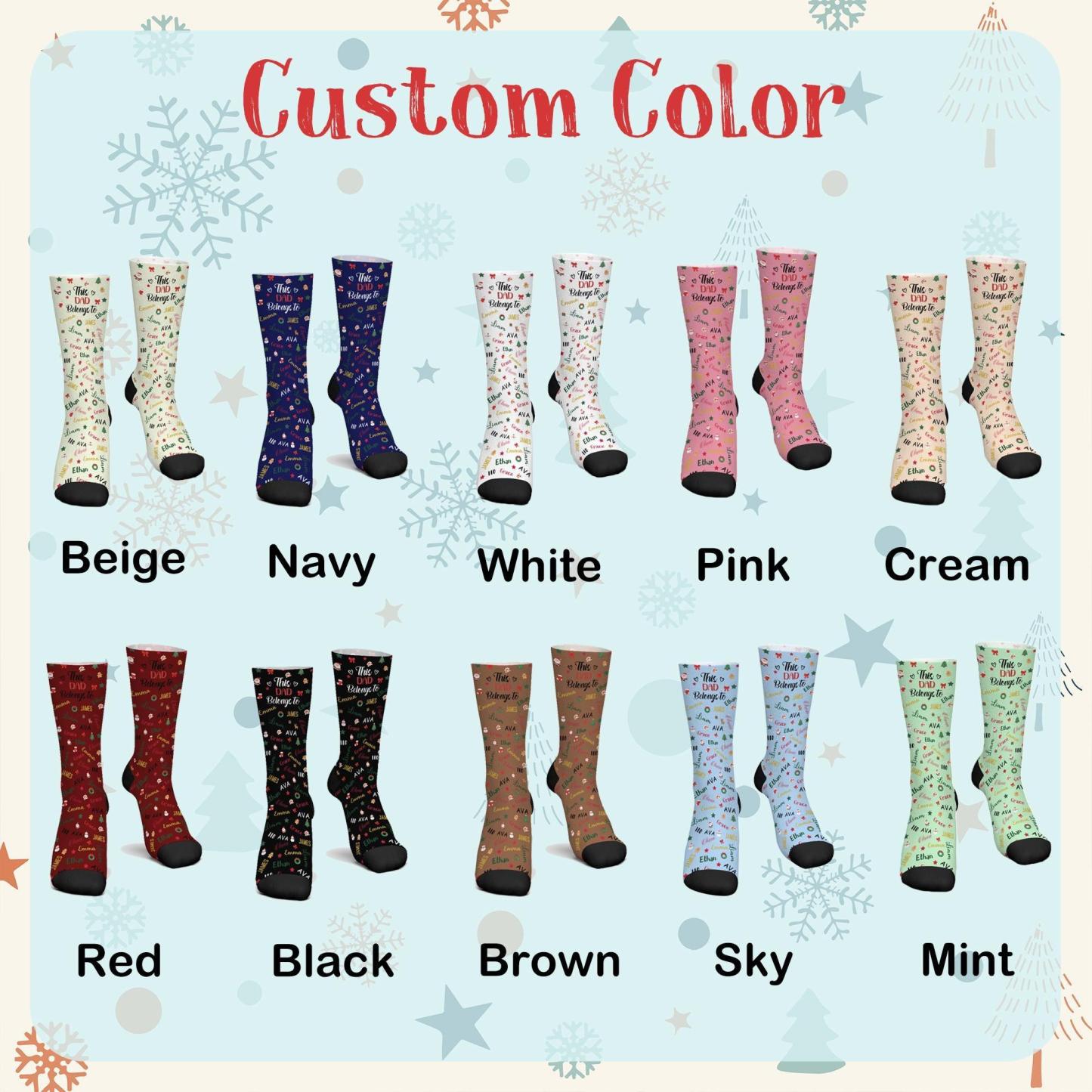 Personalized Christmas Socks with Names – Family Matching Holiday Gift for Dad, Mom, Kids - MyFaceSocks