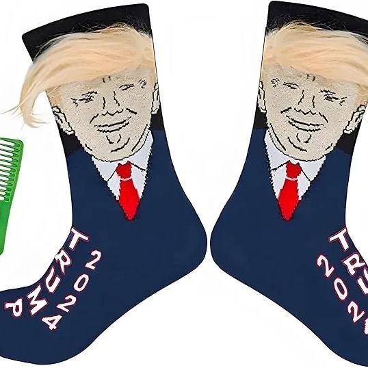 1 Pair Funny Trump Unisex Socks Novelty President 2024 Stylish Trump Hair Socks Trump Merchandise Gift