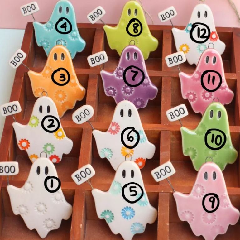 Boo ghost ornament ghost figurine hanging halloween decor boo sign