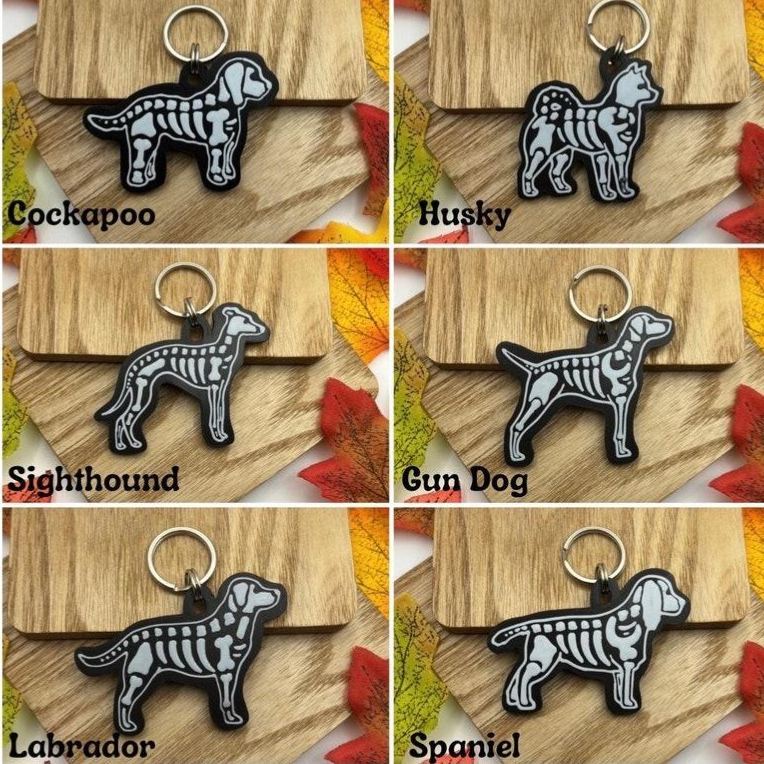 Personalized Skeledog ID Tag: 3D Printed Halloween Dog Breed Keychain - MyFaceSocks