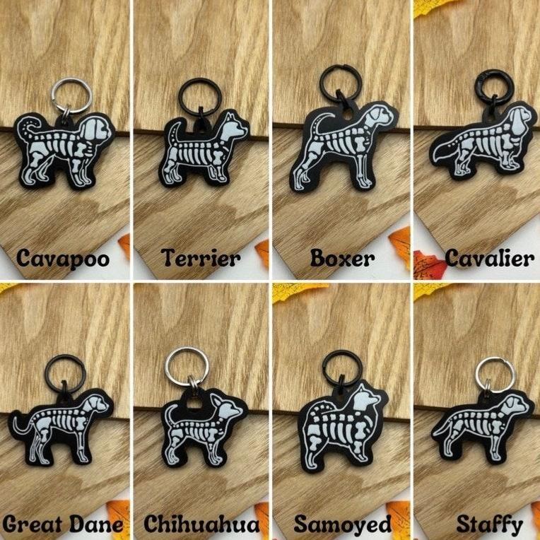 Personalized Skeledog ID Tag: 3D Printed Halloween Dog Breed Keychain - MyFaceSocks