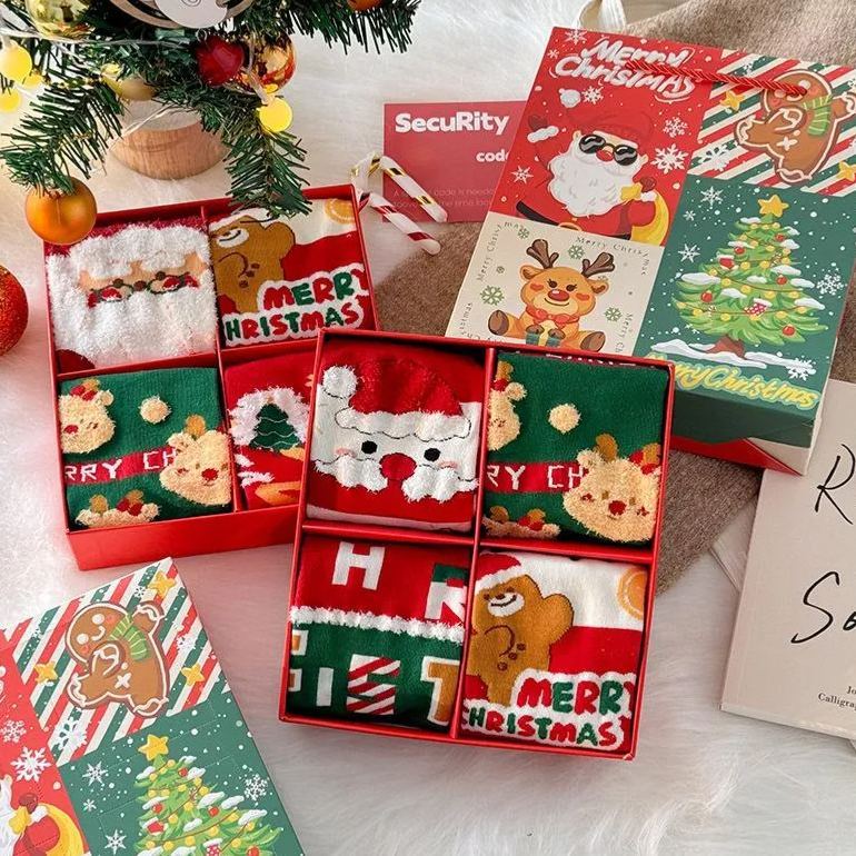 Christmas Blind Box Socks Cute Cartoon Mid-Calf Socks Holiday Gift Stocking Stuffer - MyFaceSocks