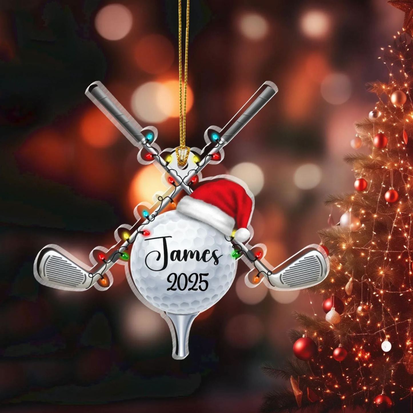 Golf Ball Christmas Ornament - Personalized Custom Shaped Acrylic Ornament - Christmas Gift For Golfers, Golf Lovers - MyFaceSocks