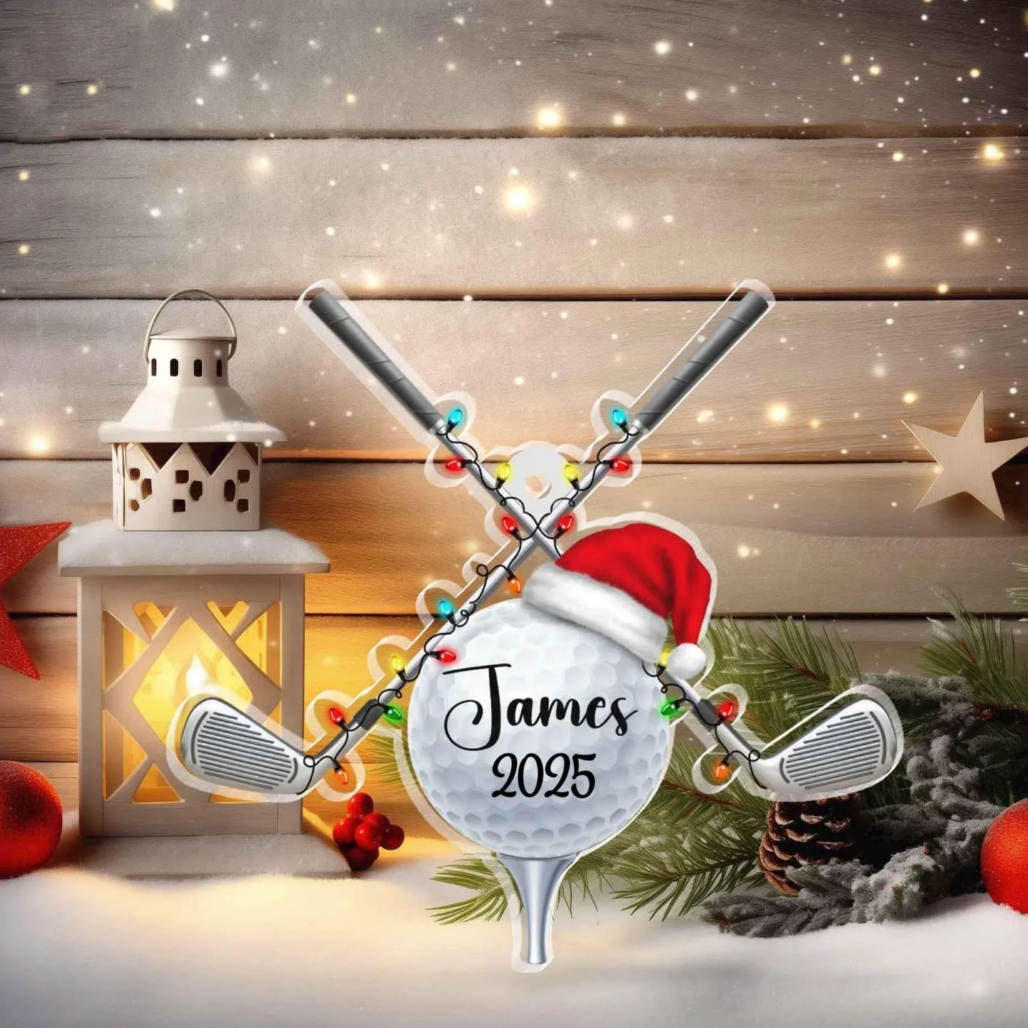 Golf Ball Christmas Ornament - Personalized Custom Shaped Acrylic Ornament - Christmas Gift For Golfers, Golf Lovers - MyFaceSocks